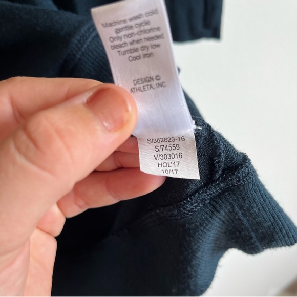 Athleta Criss Cross Sweatshirt Dress in Navy w/ Long Sleeves & Thumb holes, Sm - Picture 9 of 11